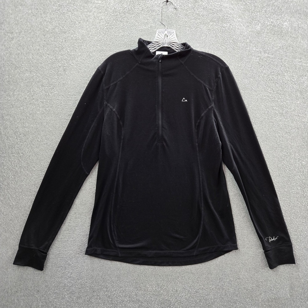 Paradox Men Activewear Top‎ L Black Base Layer Merino Wool Blend Quarter Zip